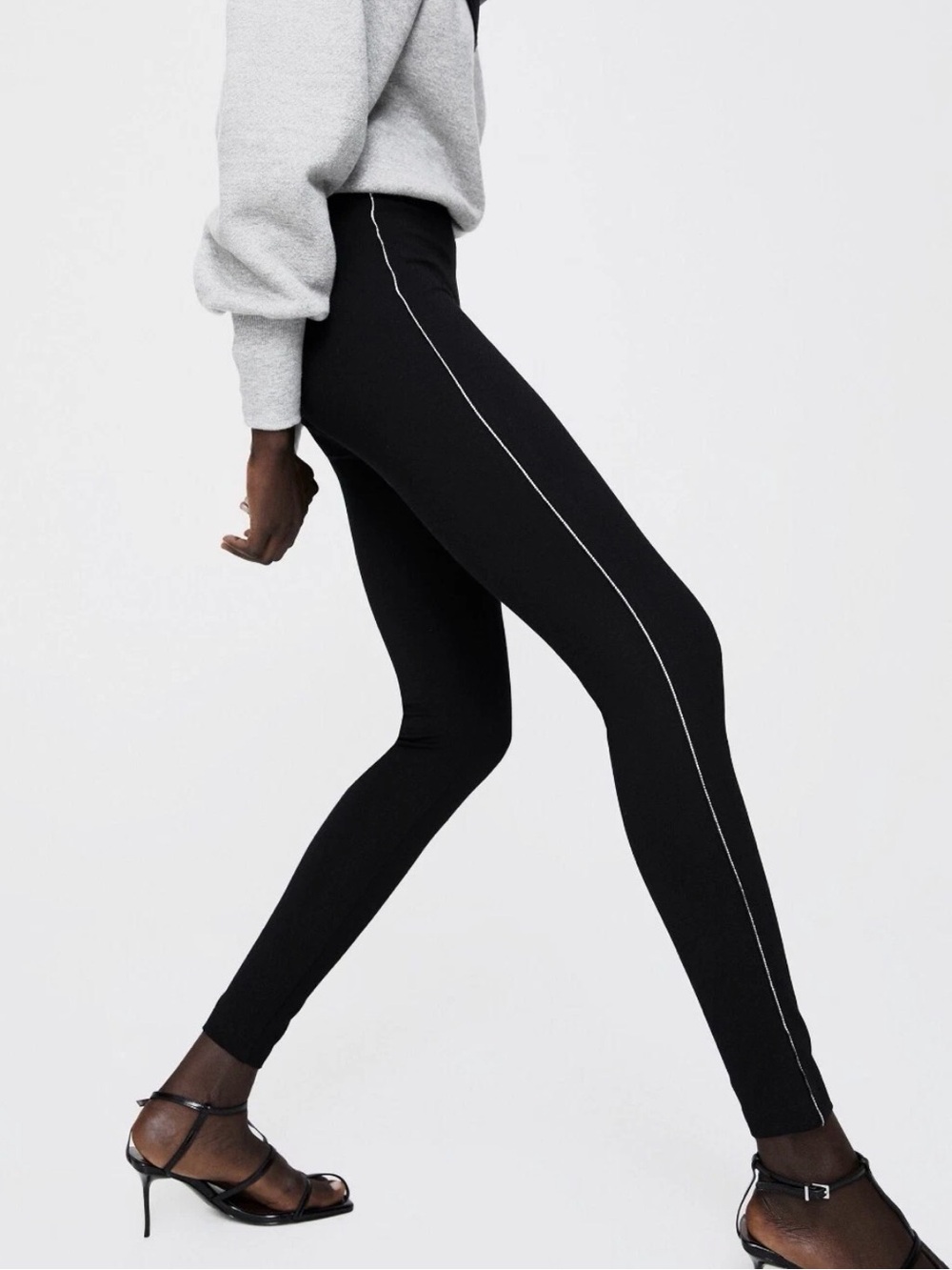 Zara black leggings with rhinestones